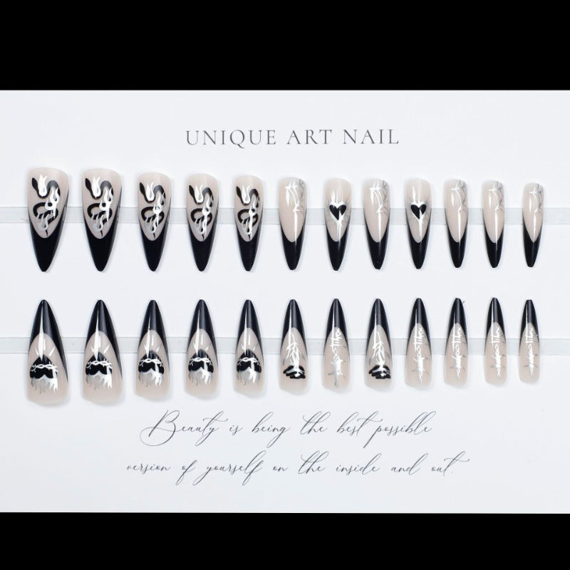 Wholesale 24 Pieces/box Water Drop Black Snake Nails Kits Nail Stickers ACC-NS-XiKa004