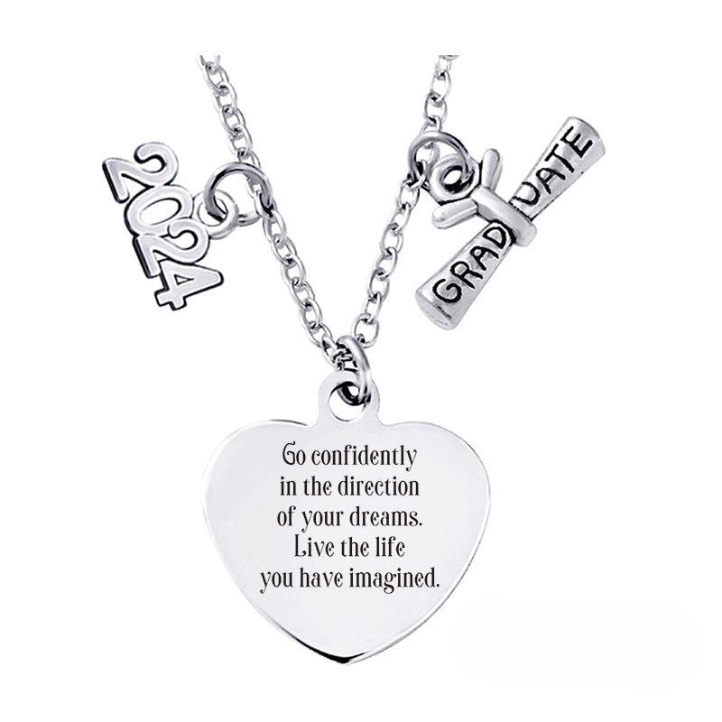 Wholesale Love Pendant 2024 Graduation Season Gift Titanium Steel Necklace ACC-NE-Ganggu001