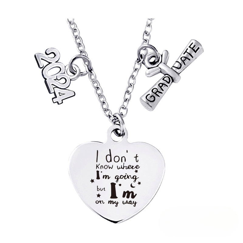 Wholesale Love Pendant 2024 Graduation Season Gift Titanium Steel Necklace ACC-NE-Ganggu001