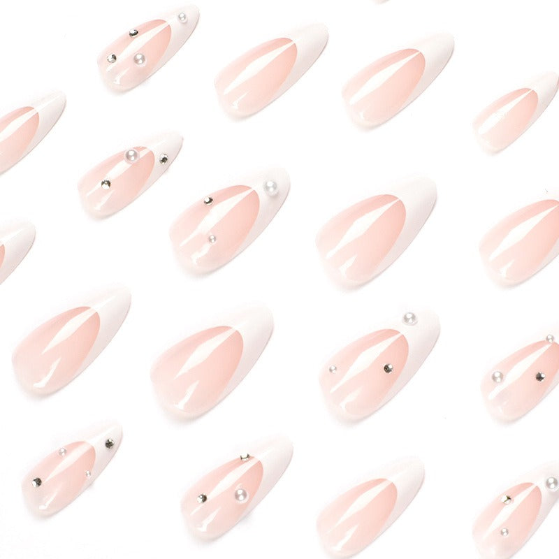 Wholesale 24 Pieces/box White Press-on Nails Kits Nail Stickers ACC-NS-LeFan104