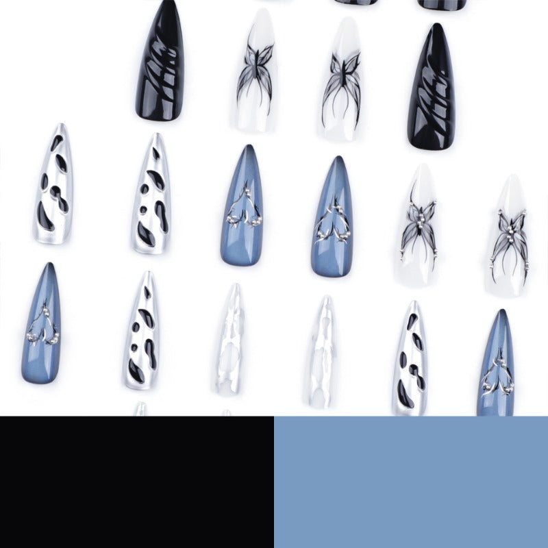 Wholesale 24 Pieces/box Silver Butterfly Nails Kits Nail Stickers ACC-NS-LeFan220