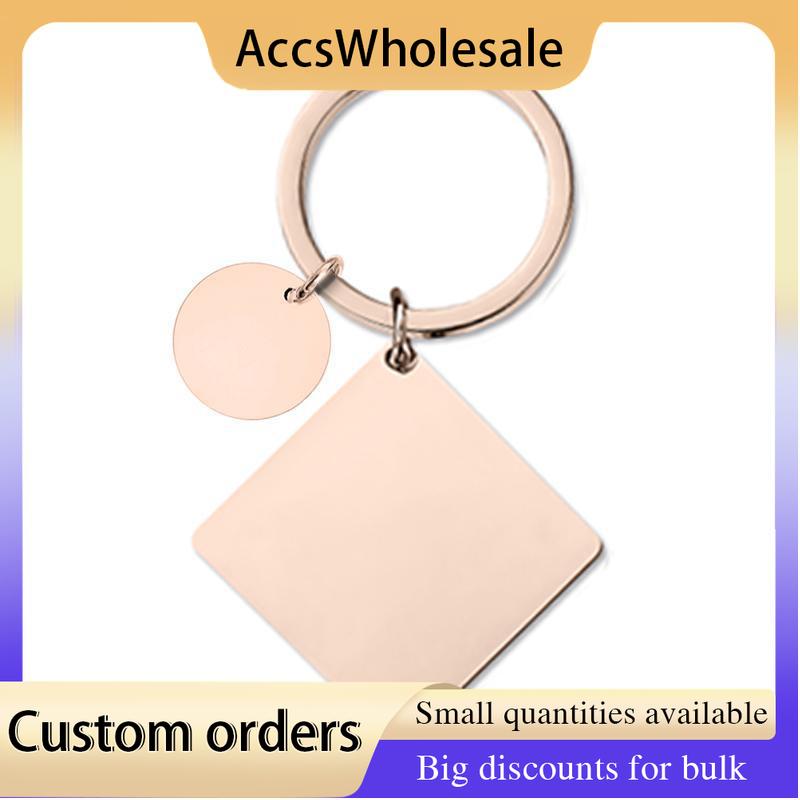 Custom Keychains with Laser Engraved Text or Logo - Multicolor Square Metal Keychains