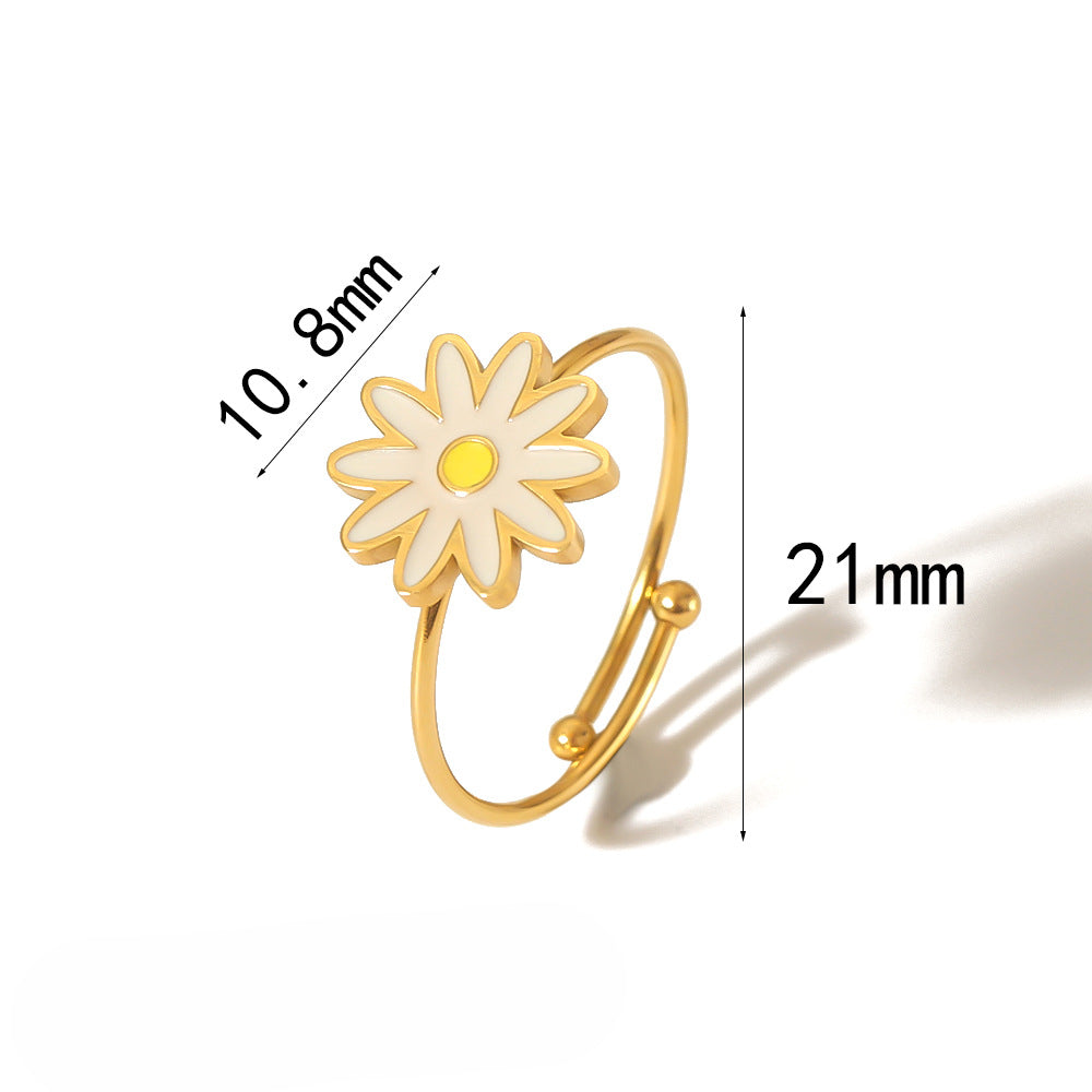 Wholesale Four Leaf Clover Love Heart 18K Gold Stainless Steel Open Adjustable Rings ACC-RS-LiQuan002