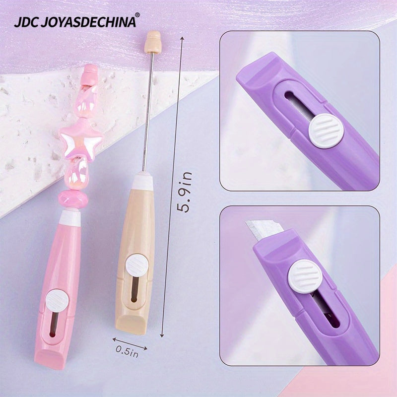 6pcs/ 12pcs Beadable Mini Art Knife Portable Small Express Unboxing Knife Cute Design Open Envelope Office Paper Cutting Art Knife