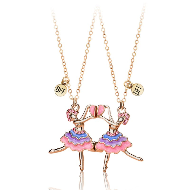 Wholesale Dancer Alloy Oil Drop Heart Splicing Magnetic Necklace ACC-NE-Hanp001