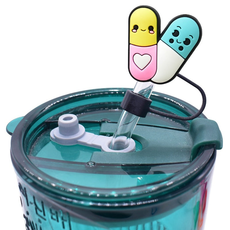 Wholesale random 100pcs medical series 10mm PVC soft glue Straw Tube Cap ACC-SCR-RYY128