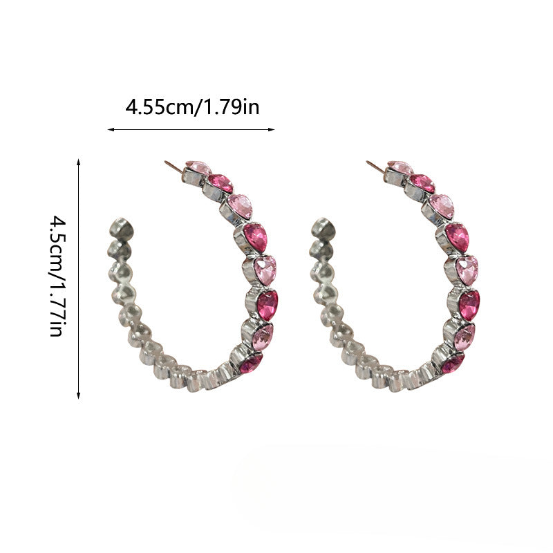 Wholesale C-shaped Earrings Personalized Color Diamond Earrings ACC-ES-RuLong015