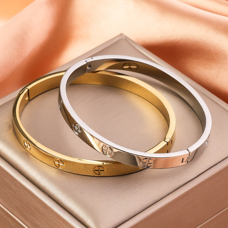 Wholesale Cross Open Clasp Titanium Steel Egg Shape Bracelet ACC-BT-Ruif002