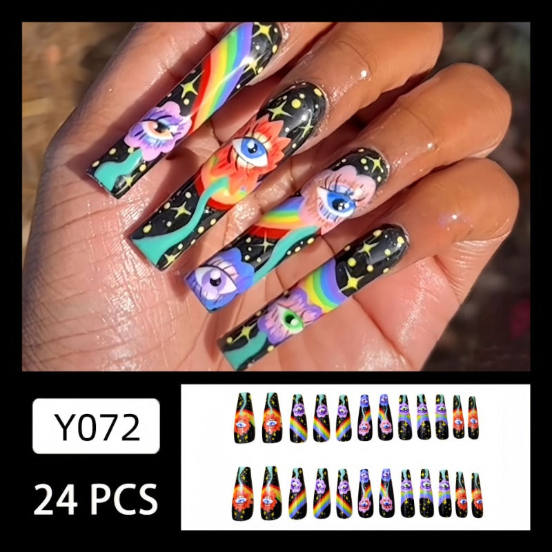 Wholesale 24 Pieces/box Rainbow Devil Eye Nails Kits Nail Stickers ACC-NS-Qianx003