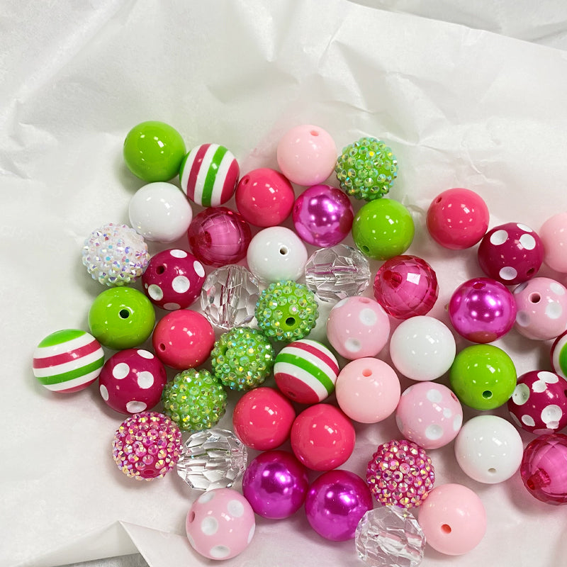 Wholesale 50PCS/Pack 20MM Tricolor Stripe Acrylic Beads Bubblegum Beads