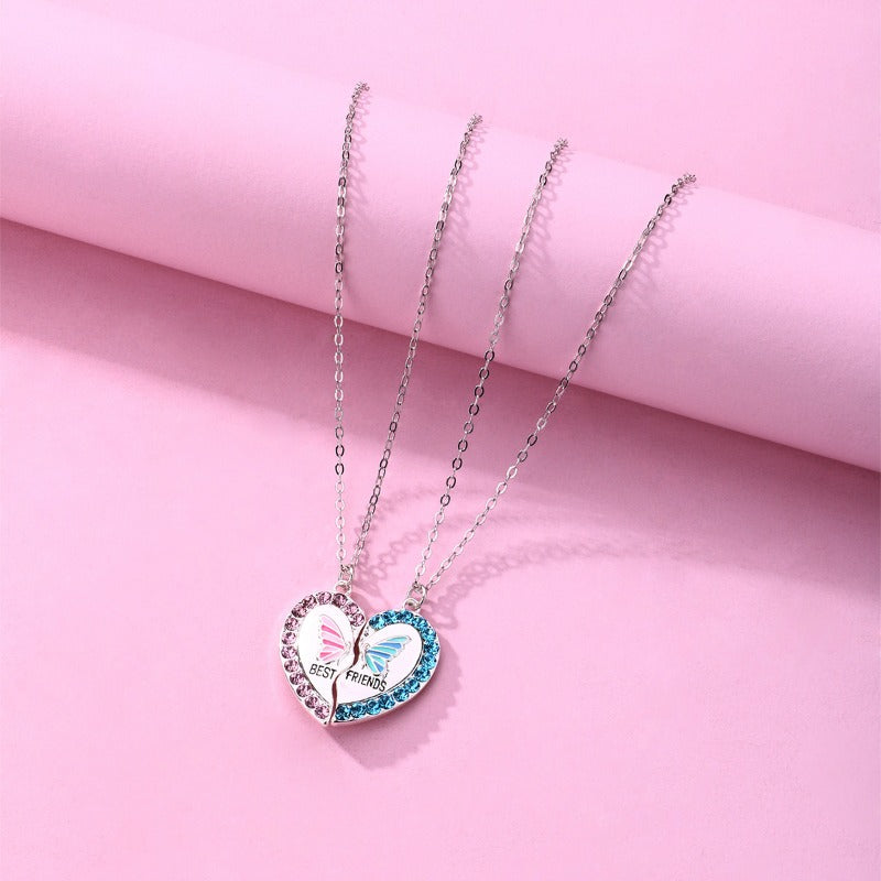 Wholesale Butterfly Heart Splicing Magnet Stone Necklace Set ACC-NE-Hanp005