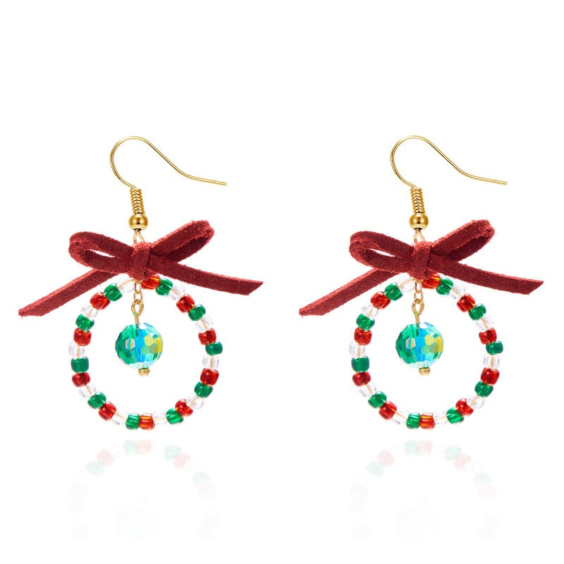 Wholesale Christmas Xmas Bow Wreath Earrings ACC-ES-YingHao005