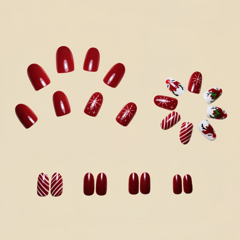 Wholesale 24 Pieces/box Red Christmas Deer Nails Kits Nail Stickers ACC-NS-Qianx002