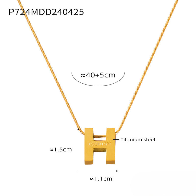 Wholesale Retro Love Water Drop Glass Stone Pendant Titanium Steel Gold Plated Necklaces ACC-NE-OMK007