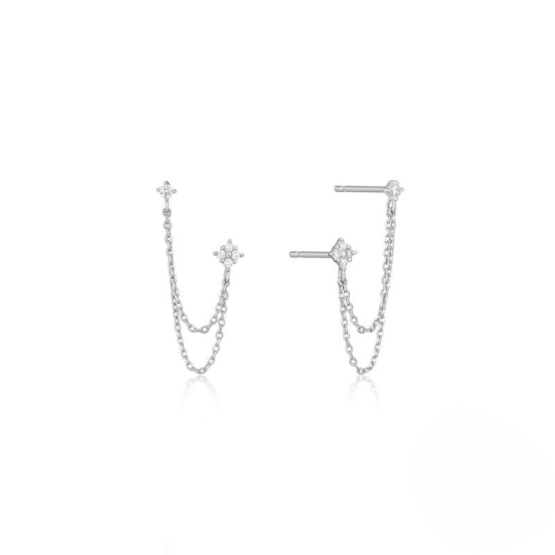 Wholesale S925 Sterling Silver Chain Tassel Earrings with Diamonds Ear Studs ACC-ES-KaNaier003