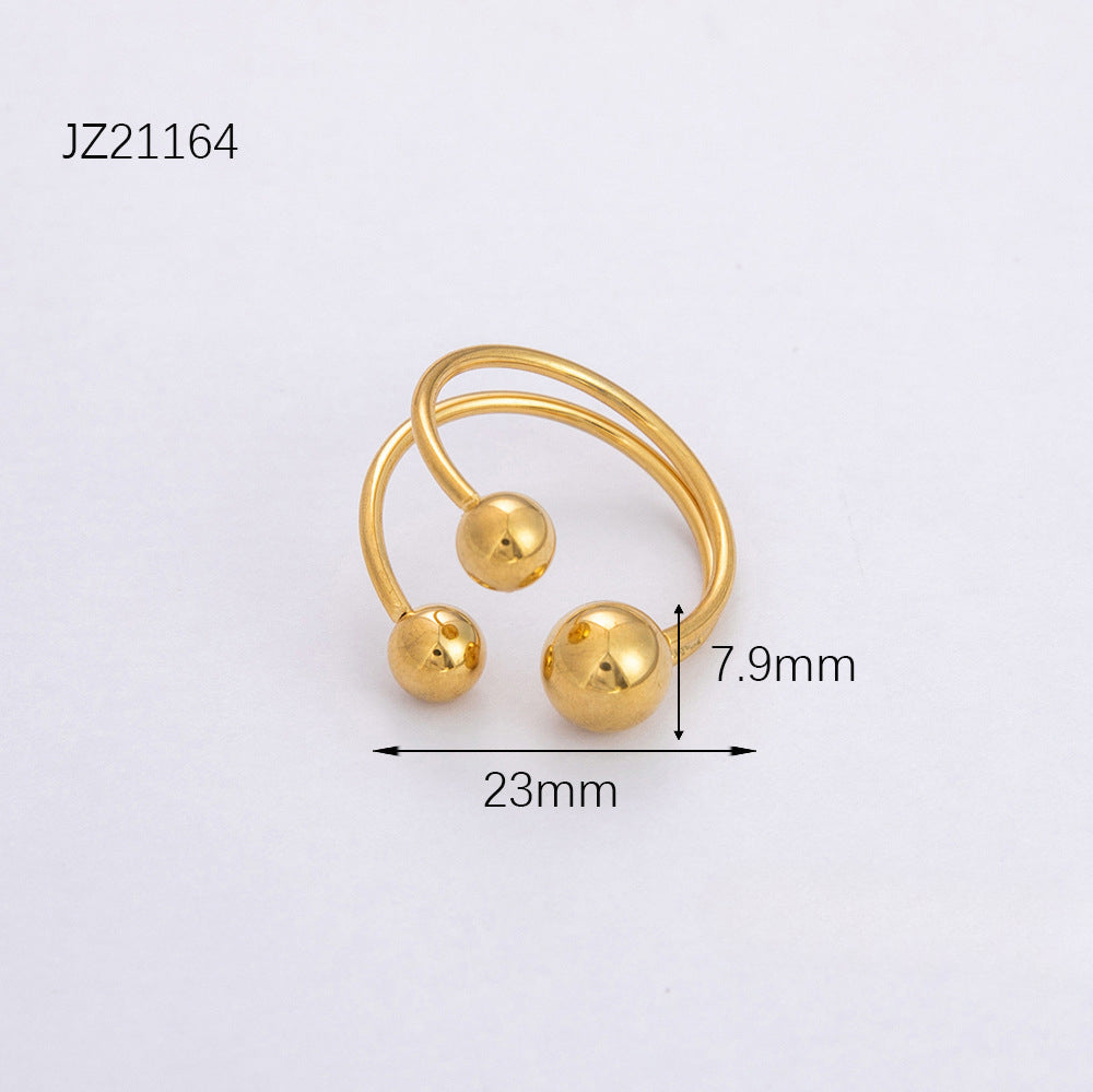 Wholesale Retro Light Luxury Ball Ring Stainless Steel Plated 18K Gold Rings ACC-RS-YuHui002