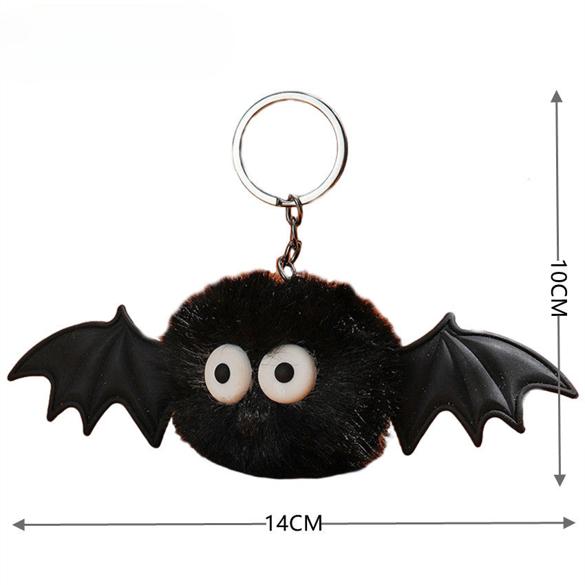 Wholesale Halloween Bat Fur Ball Keychains Pom Pom ACC-KC-RongR063
