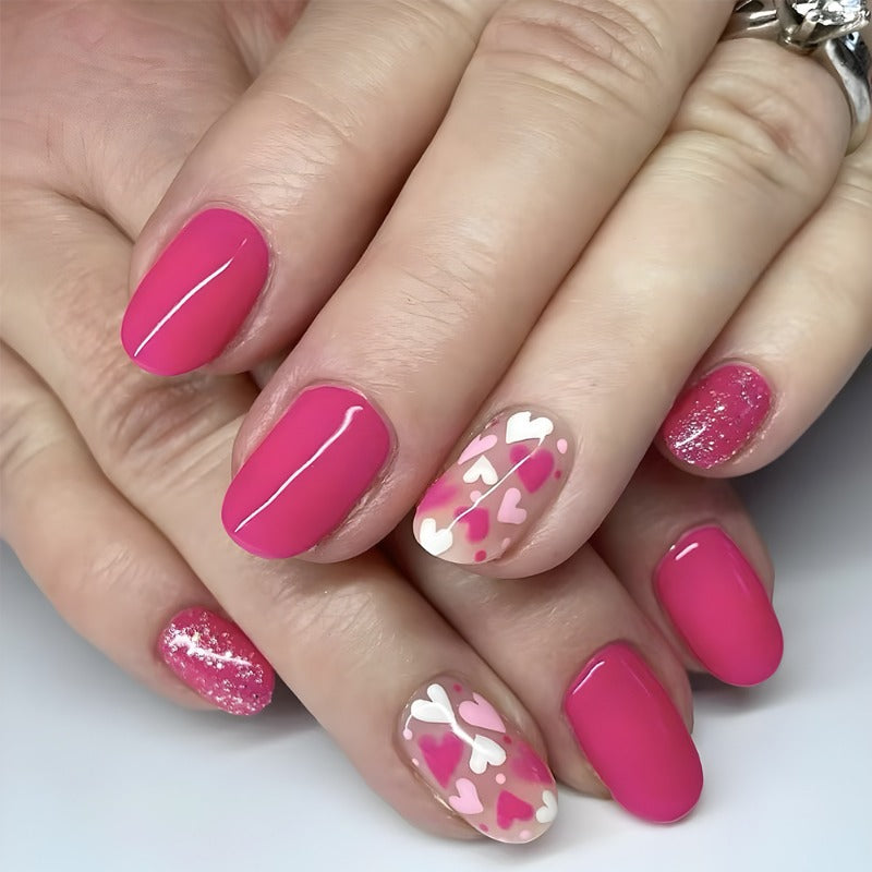 Wholesale 24 Pieces/box Valentine's Day Glitter Heart Nails Kits Nail Stickers ACC-NS-MiKe027