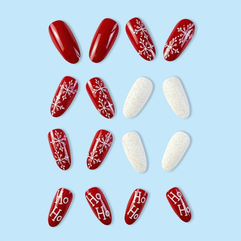Wholesale 24 Pieces/box Christmas Red and White Snowflake Nails Kits Nail Stickers ACC-NS-QXJ024