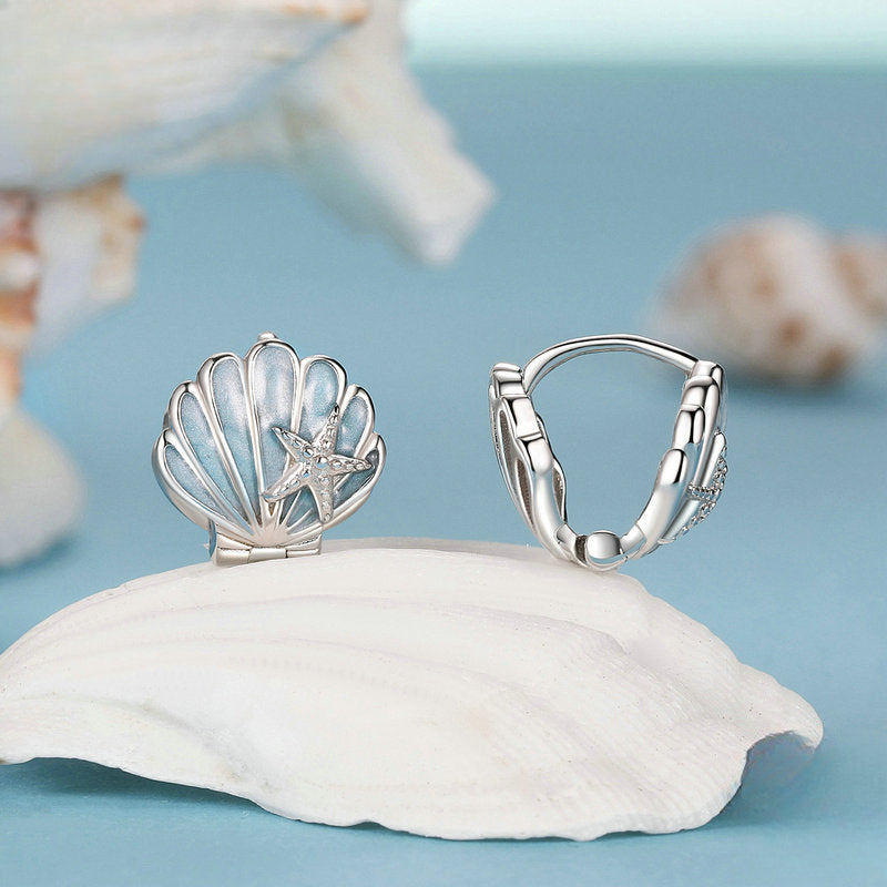 Wholesale Blue Starfish Shell Earrings S925 Sterling Silver Earrings ACC-ES-YinZhiyun001