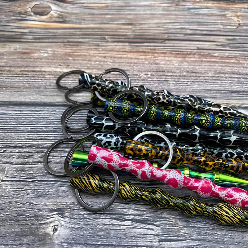 Wholesale Leopard Print Camouflage Aluminum Alloy Pen Shape Hard Keychains ACC-KC-ChiP002