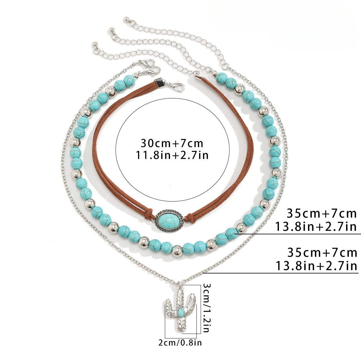 Wholesale Vintage Clavicle Chain Necklace Set Ethnic Style Cactus Necklace ACC-NE-DN014