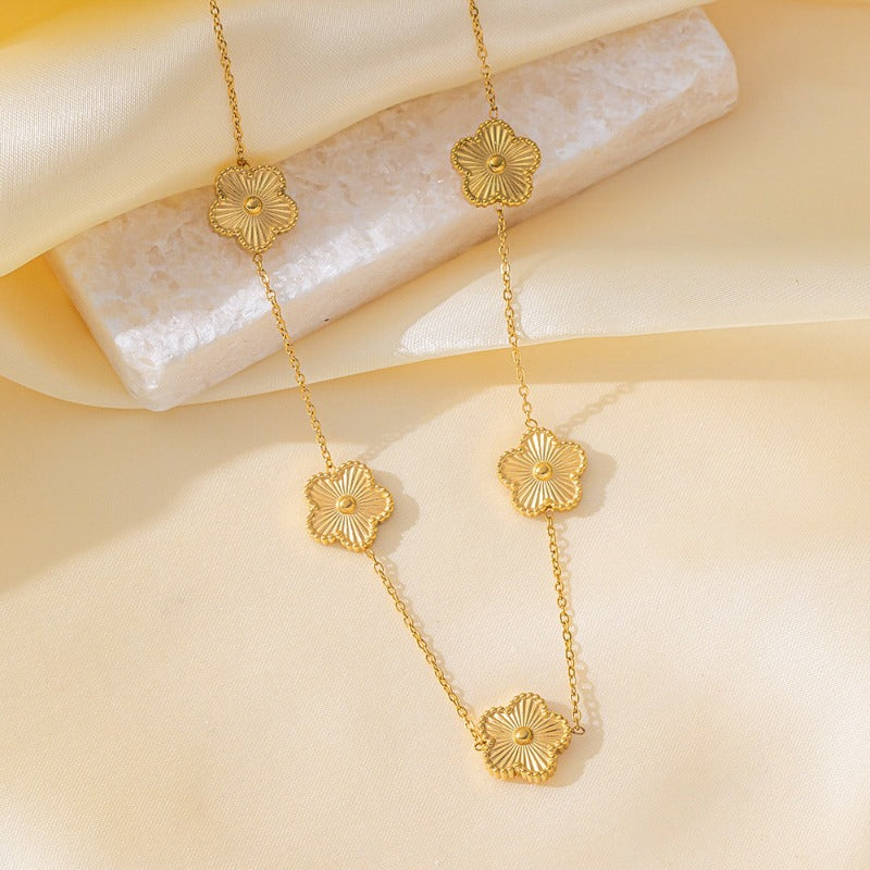 Wholesale Elegant Four-leaf Flower Clavicle Necklace Set ACC-NE-QiYun007