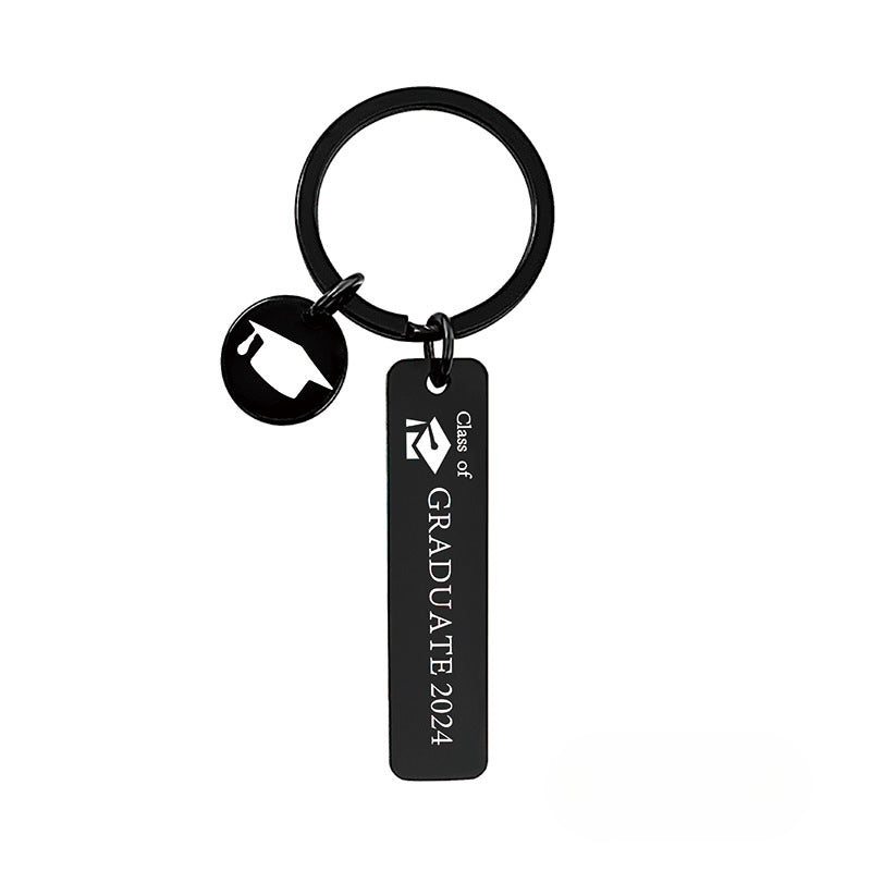 Wholesale 2024 Graduation Season Inspirational Phrases Square Stainless Steel Keychain ACC-KC-Ganggu013