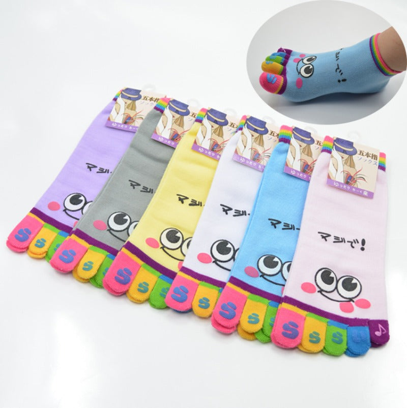 Wholesale Cute Autumn and Winter Smiley Bear Ladies Five-finger Socks ACC-SK-Yuqin007