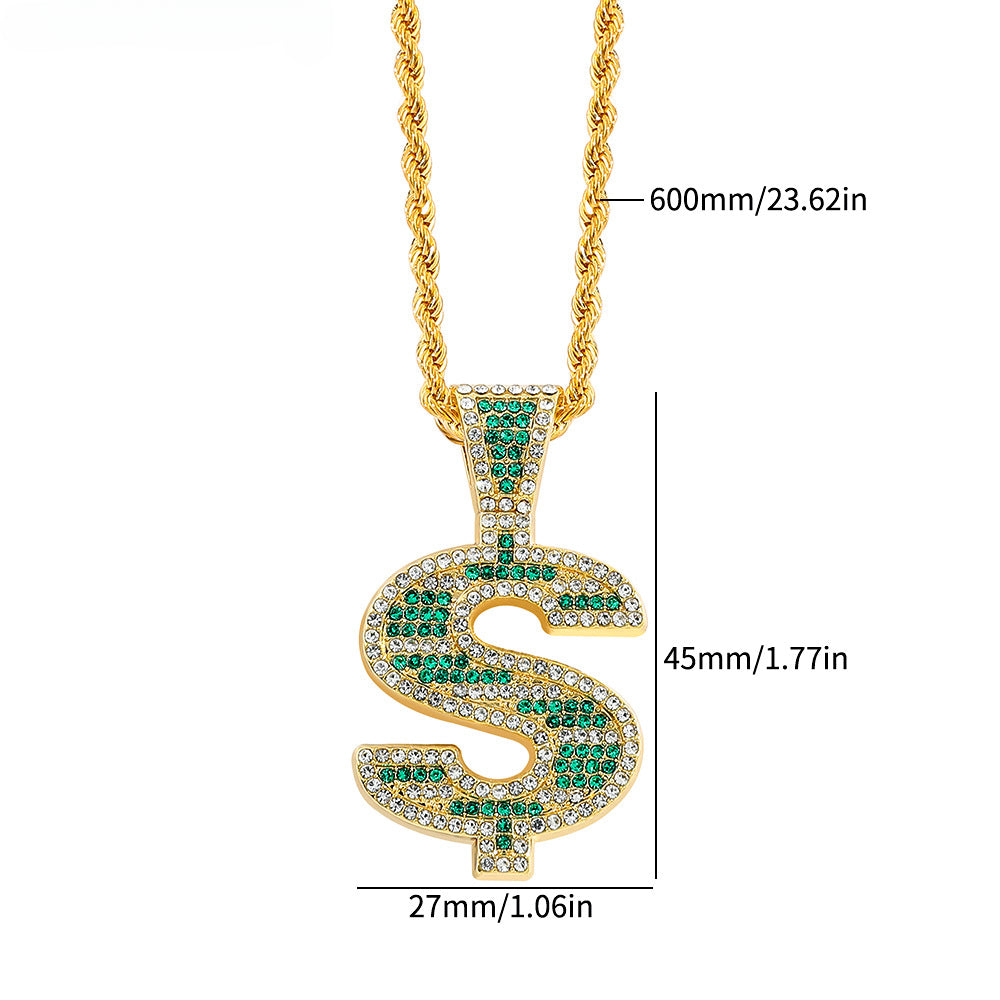 Wholesale Diamond Dollar Twirl Necklace Hip Hop Necklaces ACC-NE-YBY001