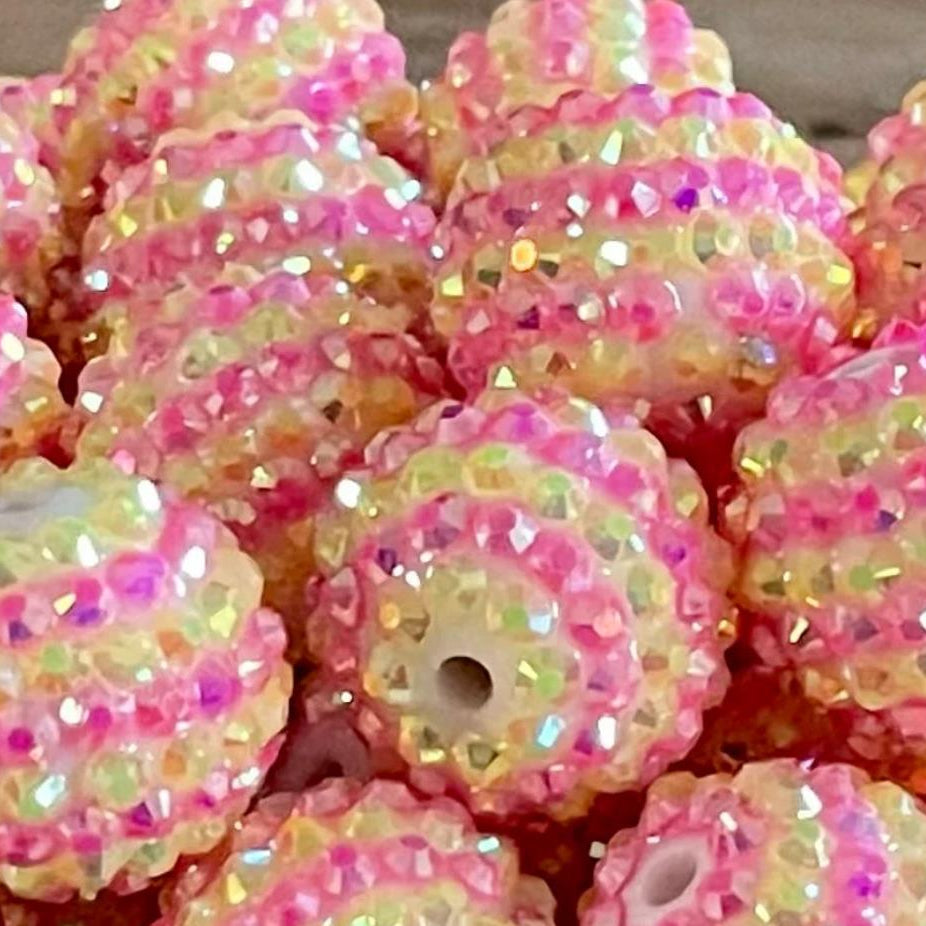 Wholesale 5PCS 20MM Rhinestone Resin Beads Bubblegum Beads