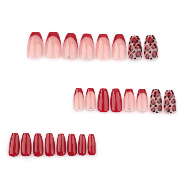 Wholesale 24 Pieces/box Red Leopard Nails Kits Nail Stickers ACC-NS-LeFan251