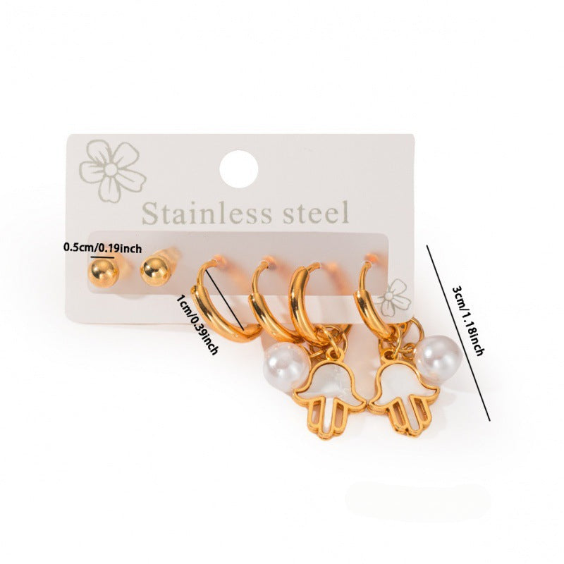 Wholesale Stainless Steel Love Five-pointed Star Butterfly Earring Set ACC-ES-BangJie006