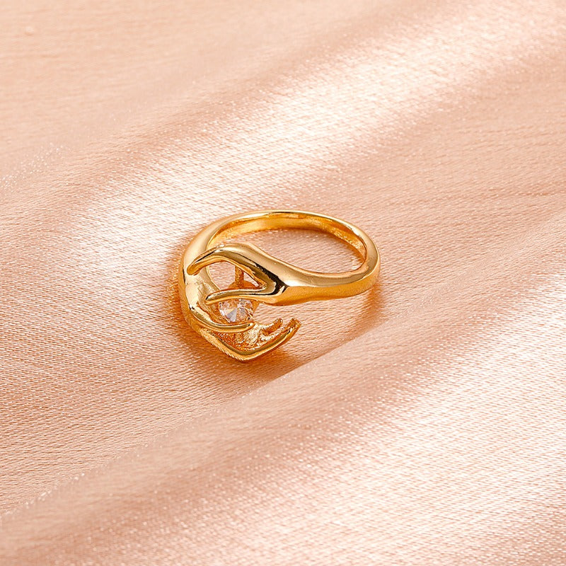 Wholesale Creative Hug Hand Ring Vintage Zircon Heart Rings ACC-RS-DQ002