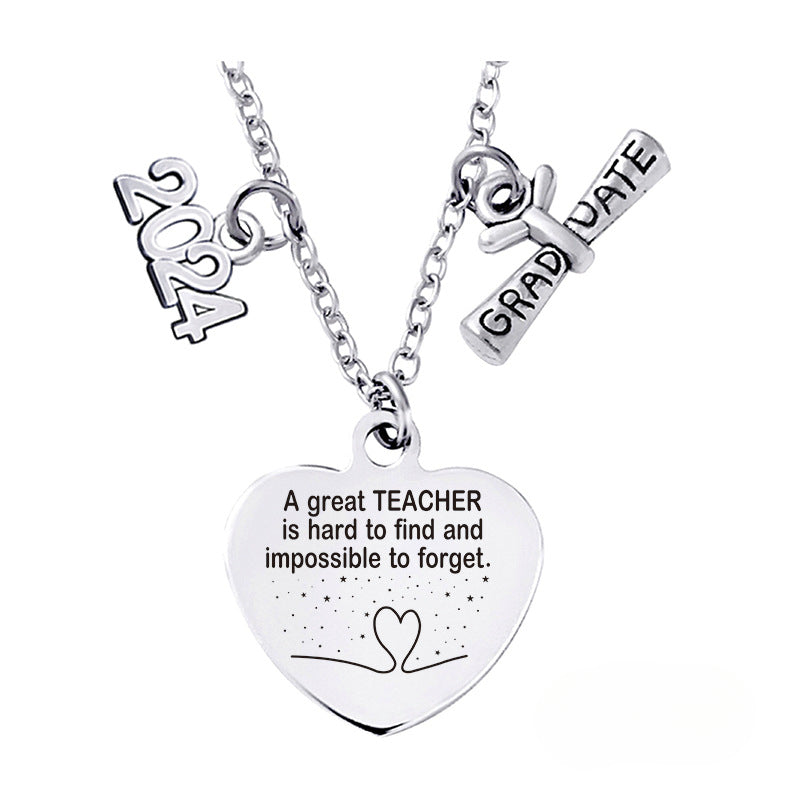 Wholesale Love Pendant 2024 Graduation Season Gift Titanium Steel Necklace ACC-NE-Ganggu001