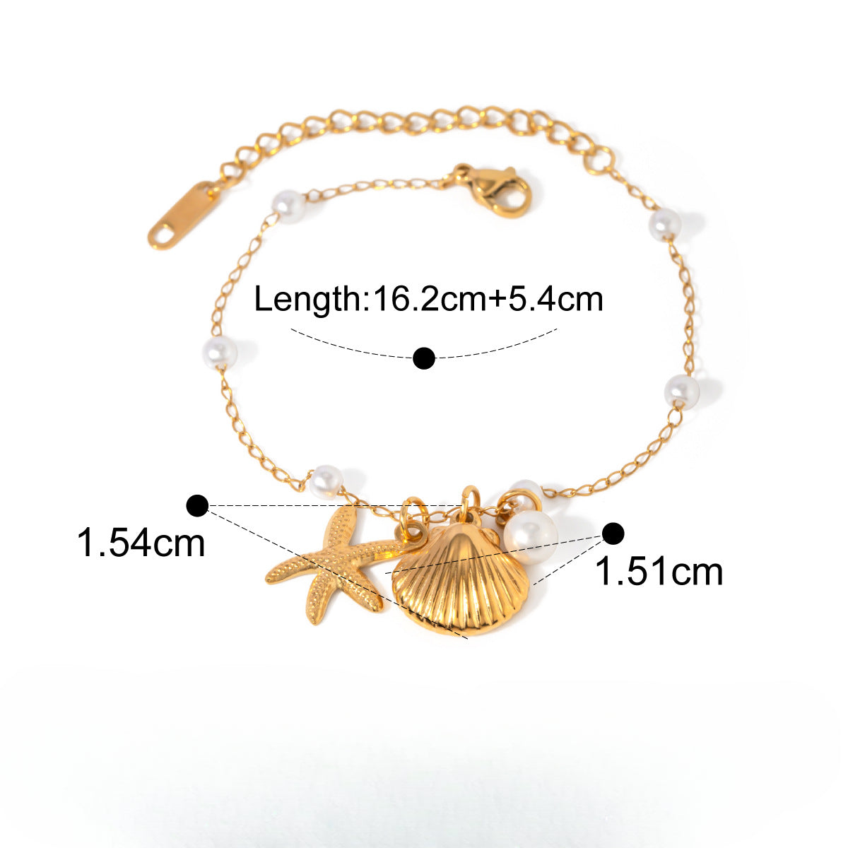 Wholesale Shell Starfish 18k Gold Pearl Stainless Steel Bracelets ACC-BT-JingQiao002