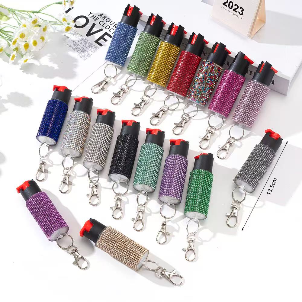 Wholesale Quick Release Spray Solid Color Rhinestone Keychain for Women