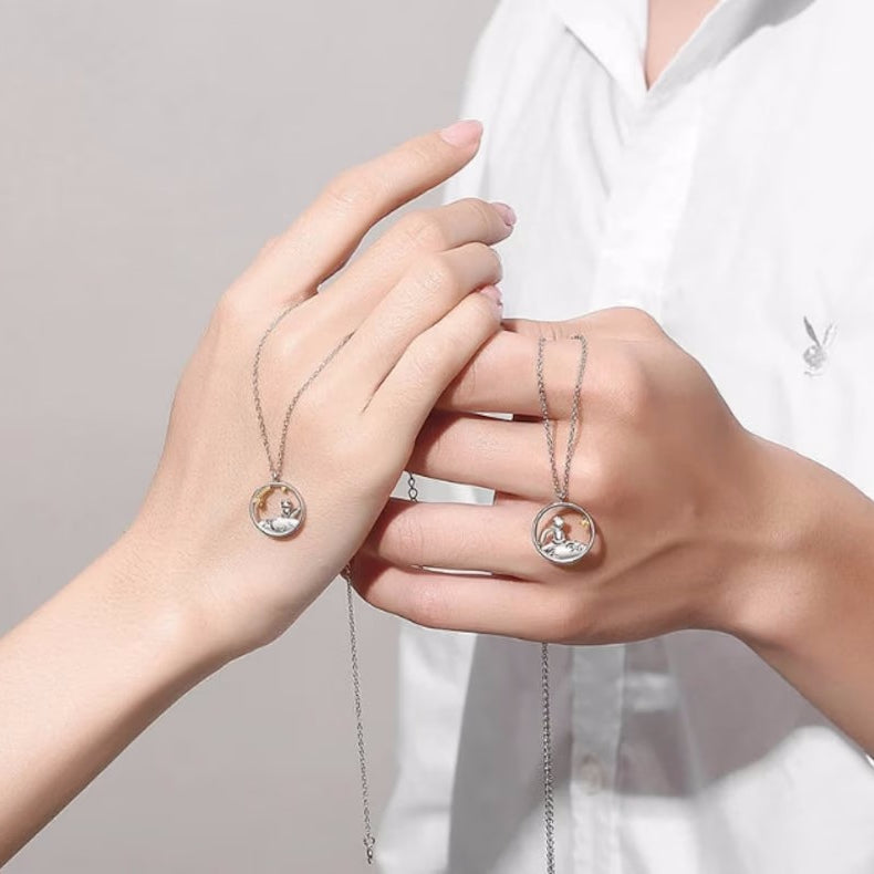 Wholesale Couple Necklace Cartoon Pendant Sterling Silver Sweater Chain Long Necklace ACC-NE-YunJin001