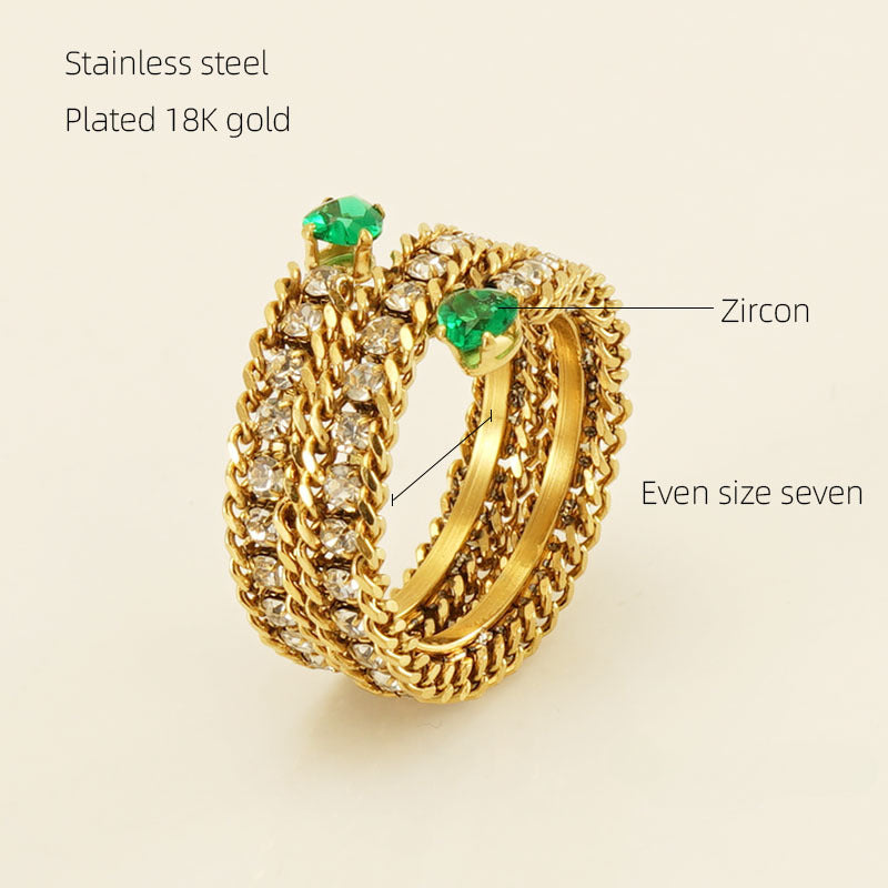 Wholesale Stainless Steel 18k Full Diamond Multi-layer Open Adjustable Rings ACC-RS-ZhongXin007