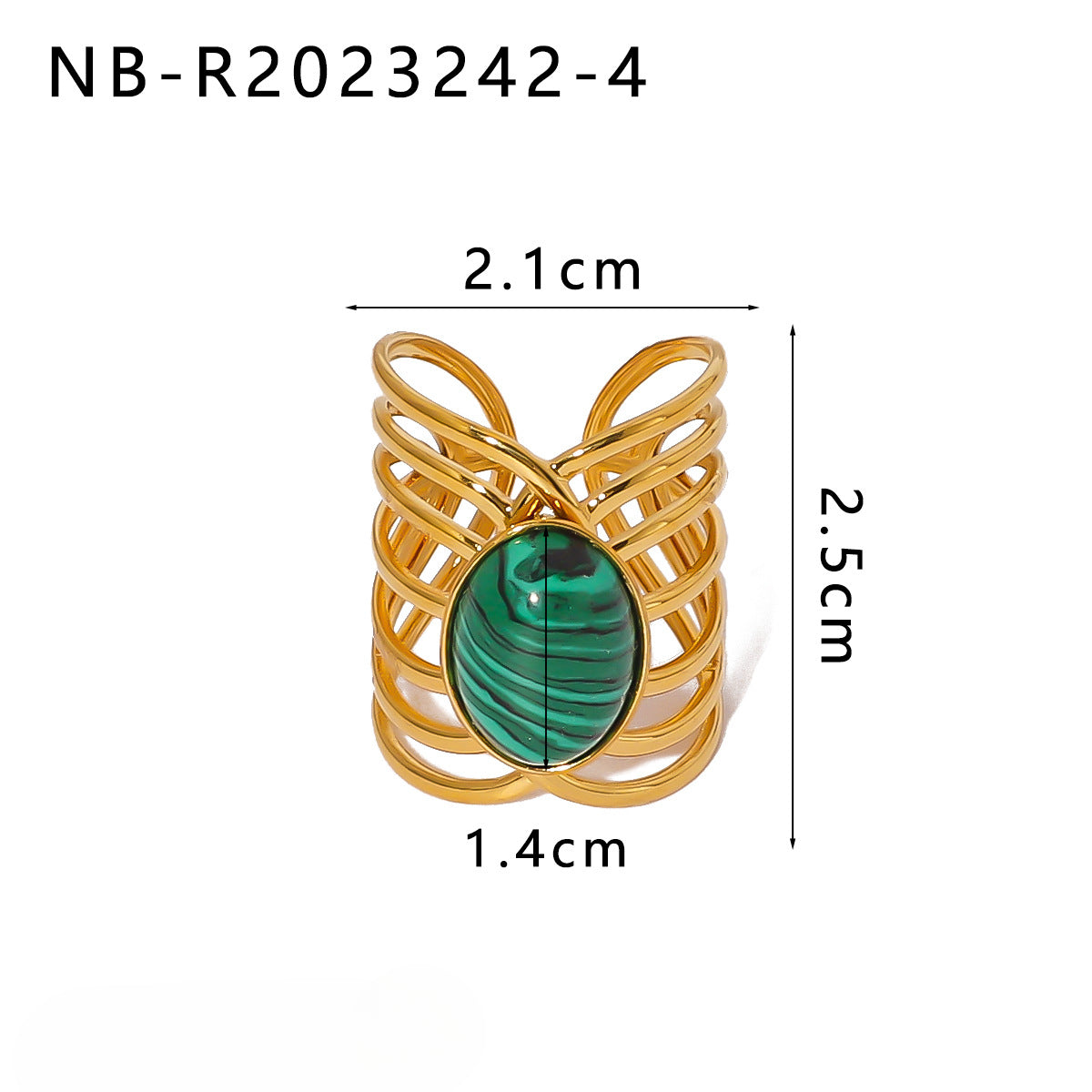 Wholesale Stainless Steel Inlaid Natural Stone Open Adjustable Rings ACC-RS-XinY010