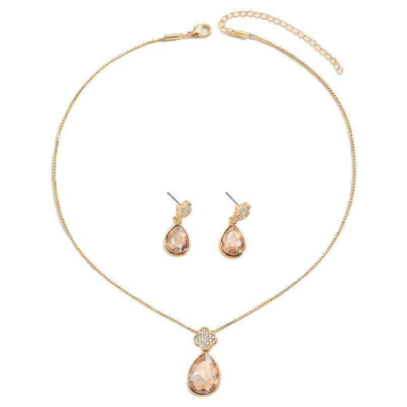 Wholesale Teardrop Diamond Earrings and Necklace Sets ACC-NE-BaSha009