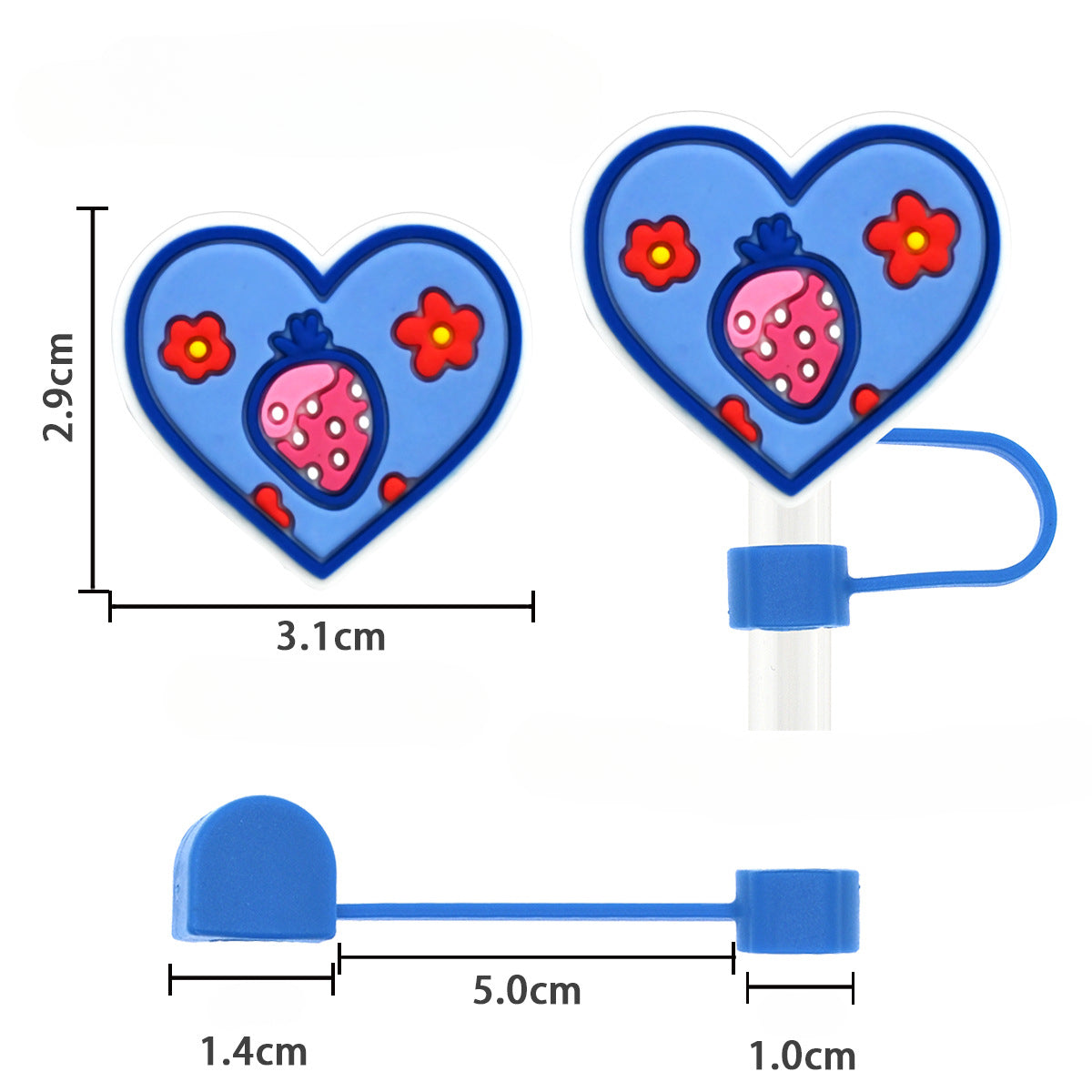 Wholesale Random 100pcs Creative Love 10mm PVC Soft Straw Tube Cap ACC-SCR-RYY097