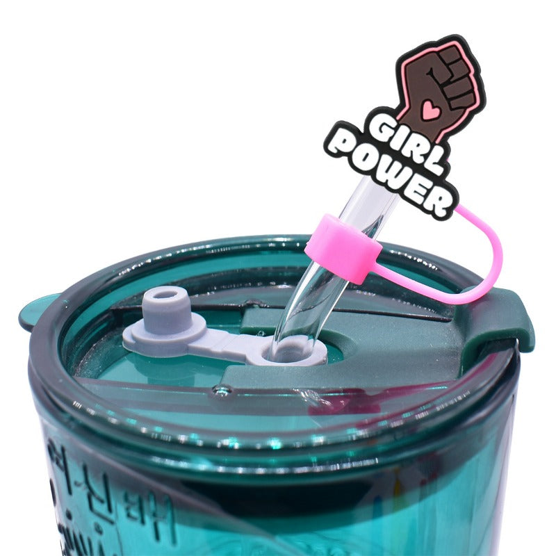 Wholesale Random 100pcs Women's Text 10mm PVC Soft Straw Tube Cap ACC-SCR-RYY129