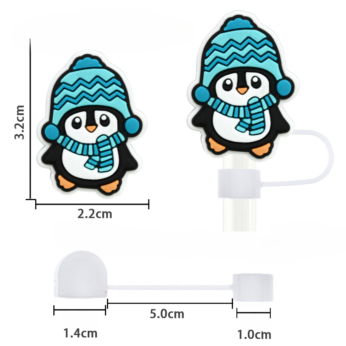 Wholesale Random 100pcs Winter Series 10mm PVC Soft Straw Tube Cap ACC-SCR-RYY081