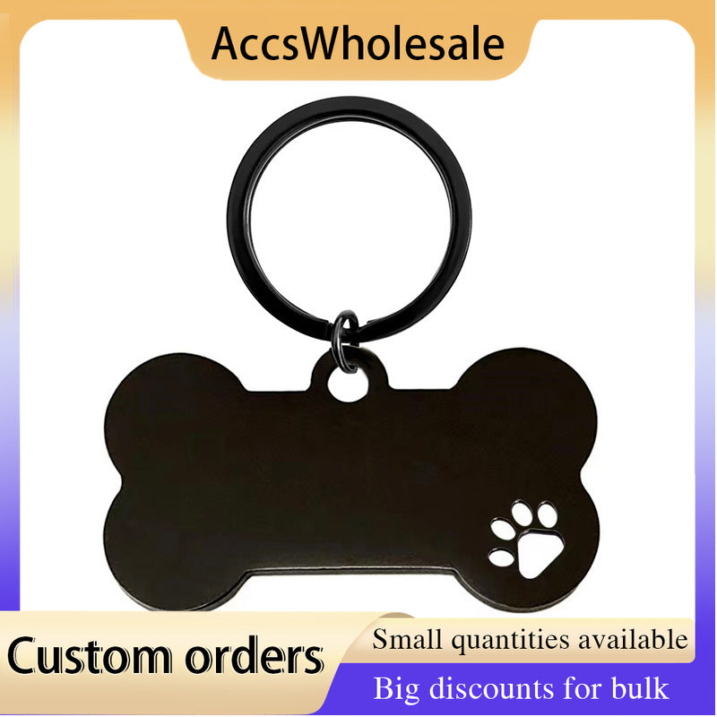 Custom Keychains with Laser Engraved Text or Logo - Pet Bone Metal Keychains