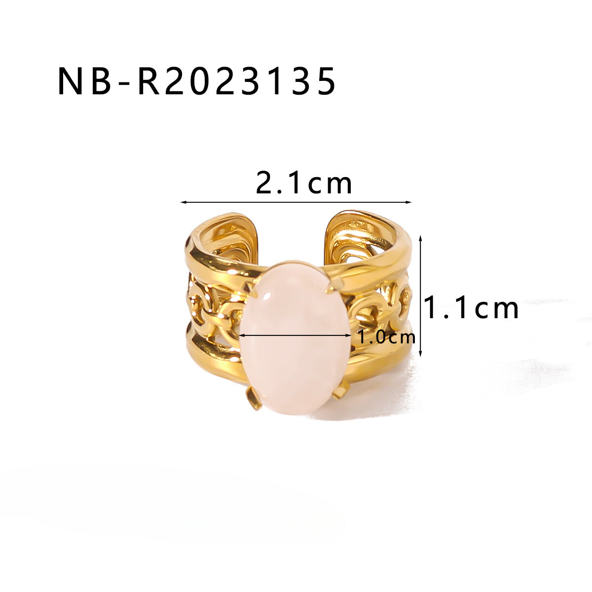 Wholesale Stainless Steel Plated 18k Gold Inlaid Natural Stone Open Adjustable Rings ACC-RS-XinY017