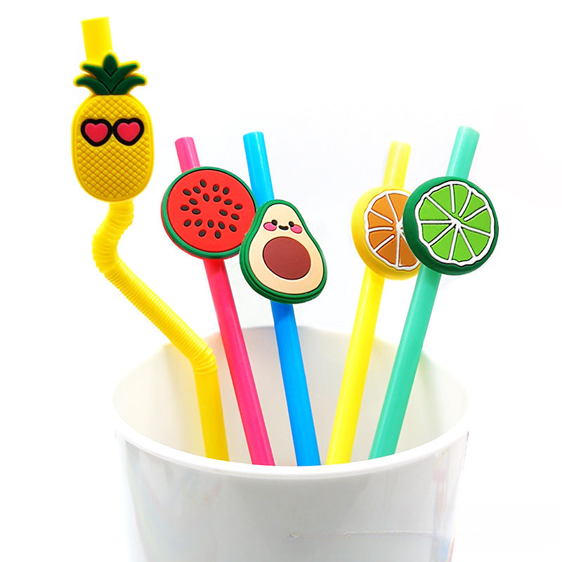 Wholesale 10PCS 5-6mm PVC Cute Fruit Straw Tube Cap