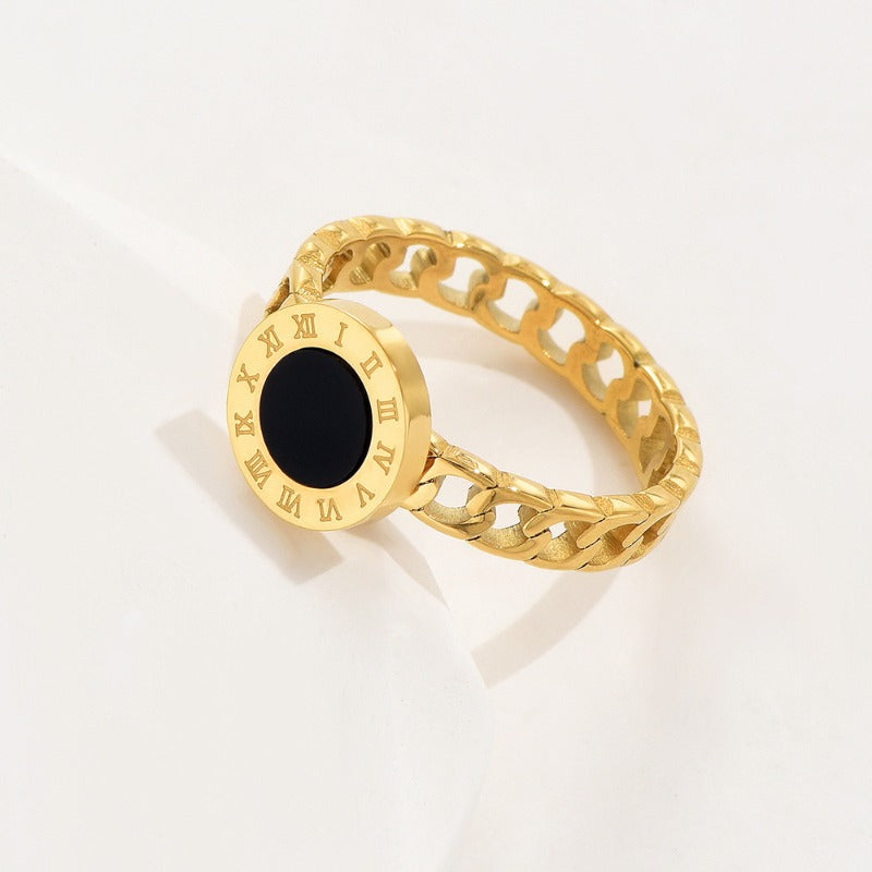 Wholesale Cut Hollow Roman Numeral Vintage Stainless Steel Ring ACC-RS-ZhongQi004