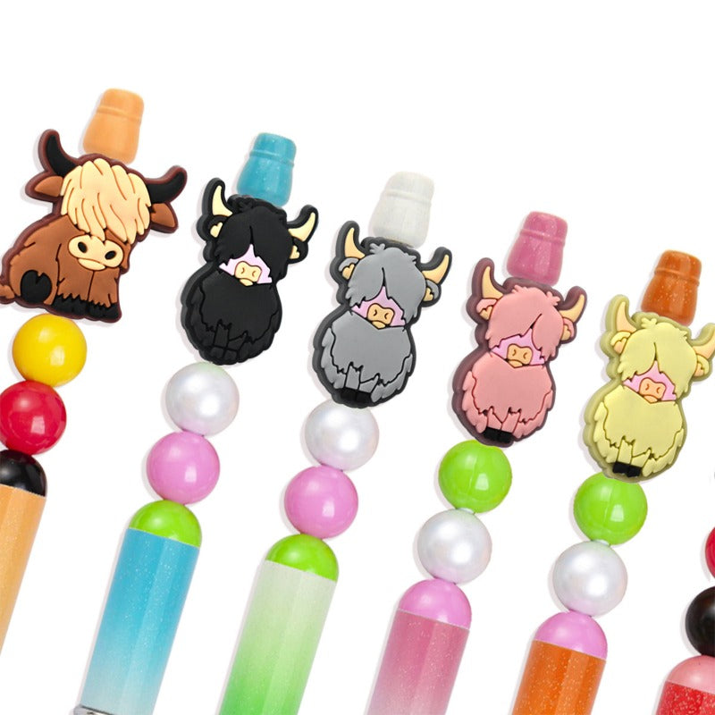 Wholesale Random 100pcs Cartoon Animals PVC Soft Glue Focal Beads DIY Beaded Pen Accessories  ACC-BDS-RYY012