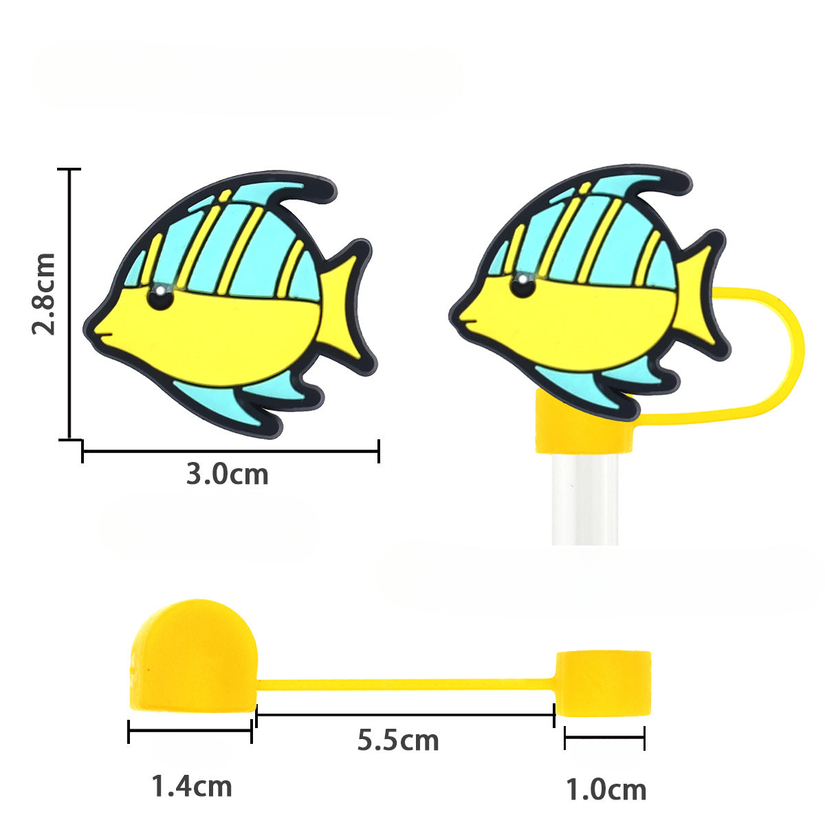 Wholesale Random 100pcs Cartoon Ocean Straw Tube Cap 10mm Soft Glue Straw Decoration Straw Cover ACC-SCR-RYY051